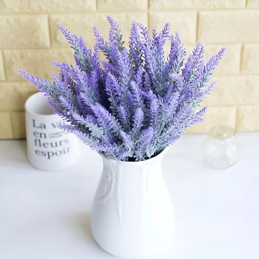 4 Ramos Plantas Lavanda Roxo Artificiais Com 35 Folhas 40cm - 5