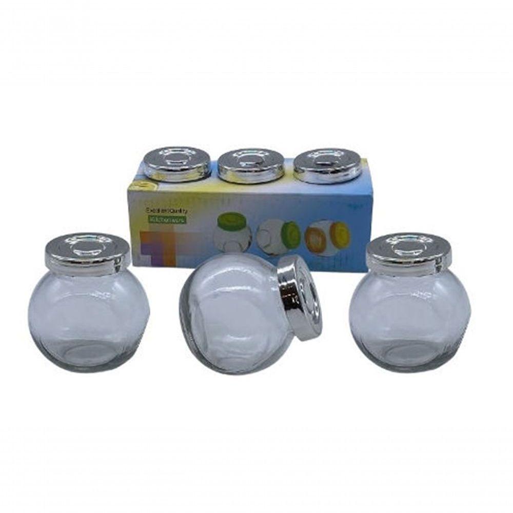 Jogo Pote De Vidro Com Tampa 3 Pcs Tempero Condimento - 2