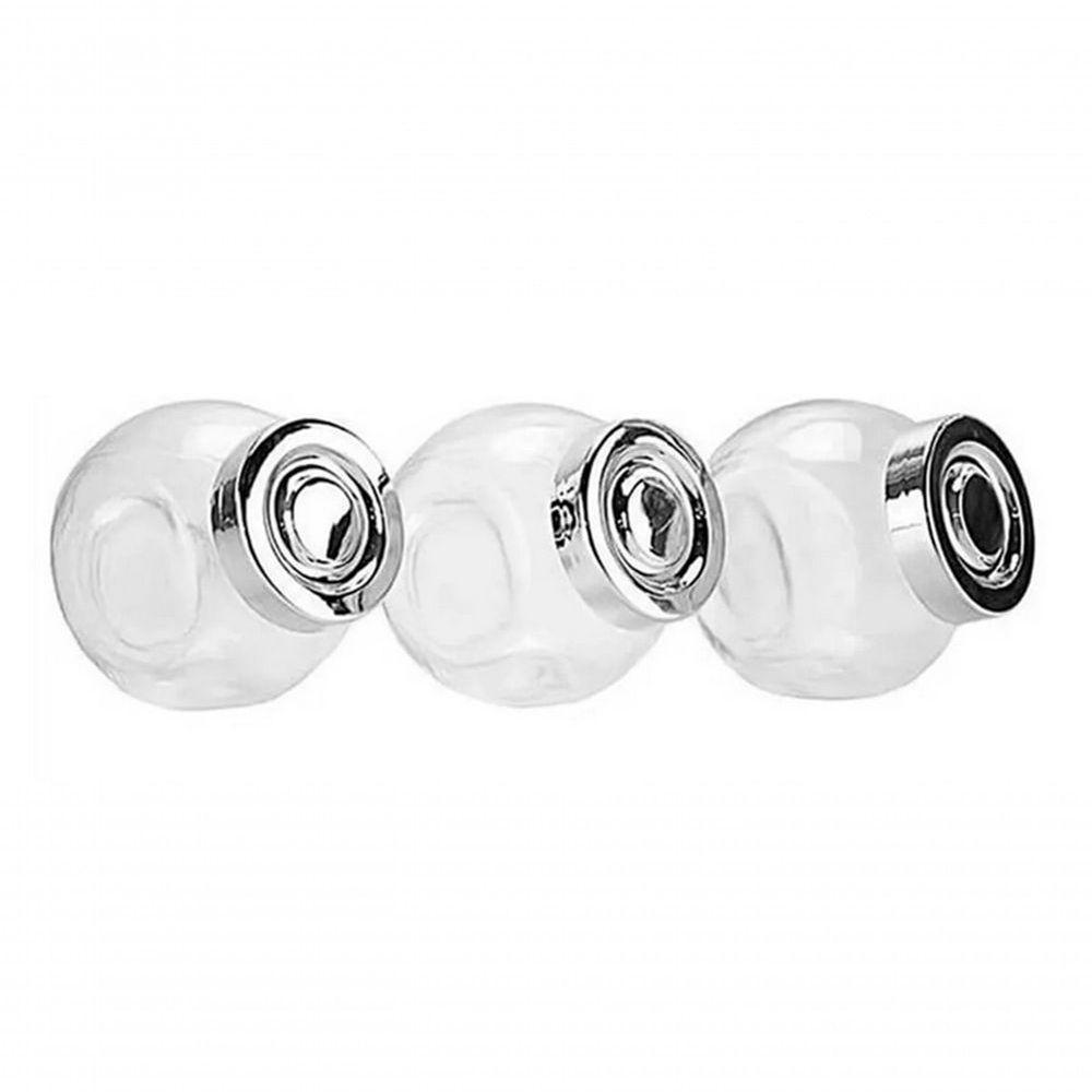 Jogo Pote De Vidro Com Tampa 6 Pcs Tempero Condimento cinza - 3