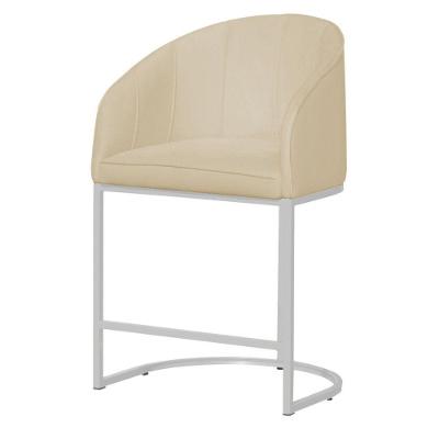 Banco Banqueta Alta Poltrona Mia Base De Metal Branca Suede