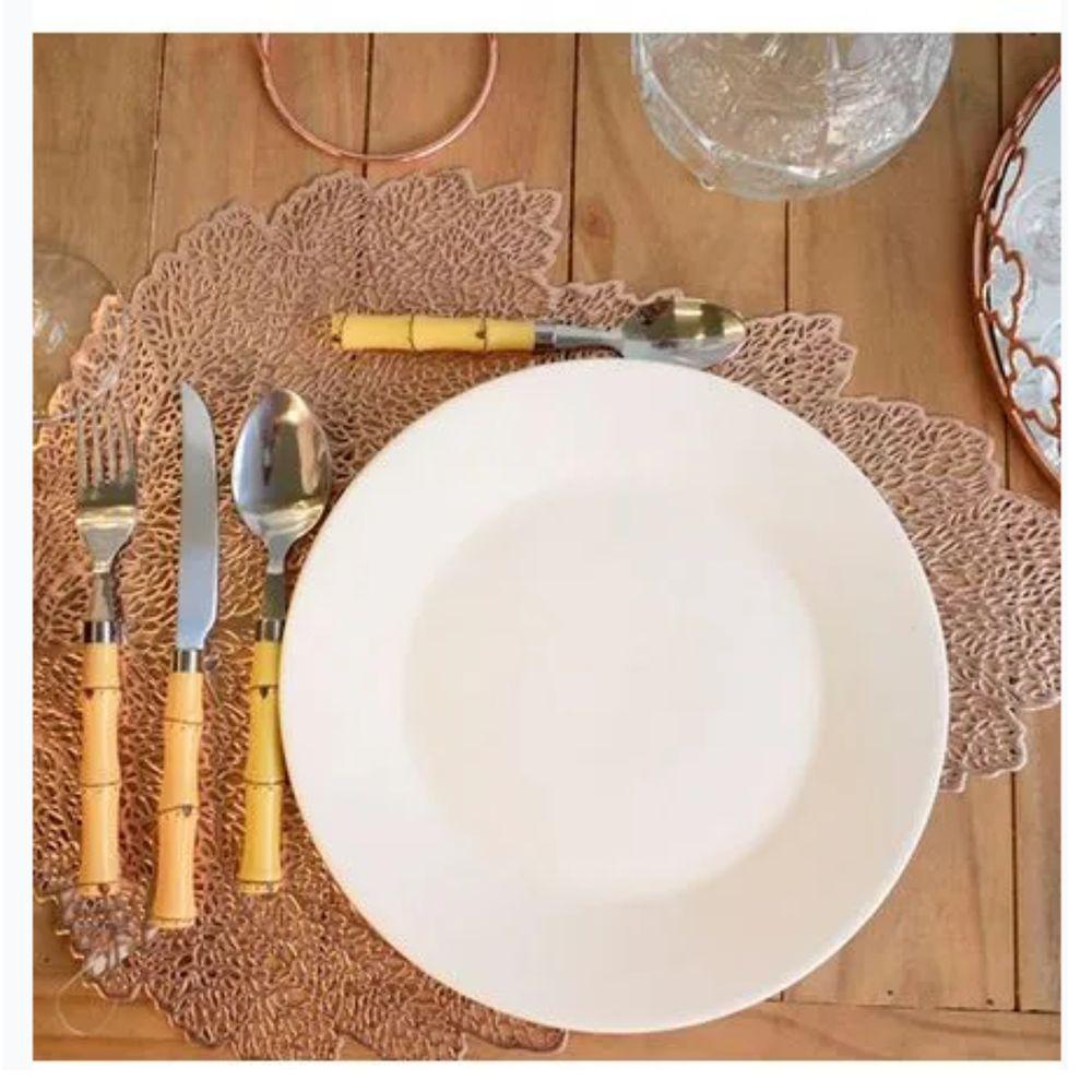 Jogo Faca De Mesa Bambu Em Inox 6 Peças - 2