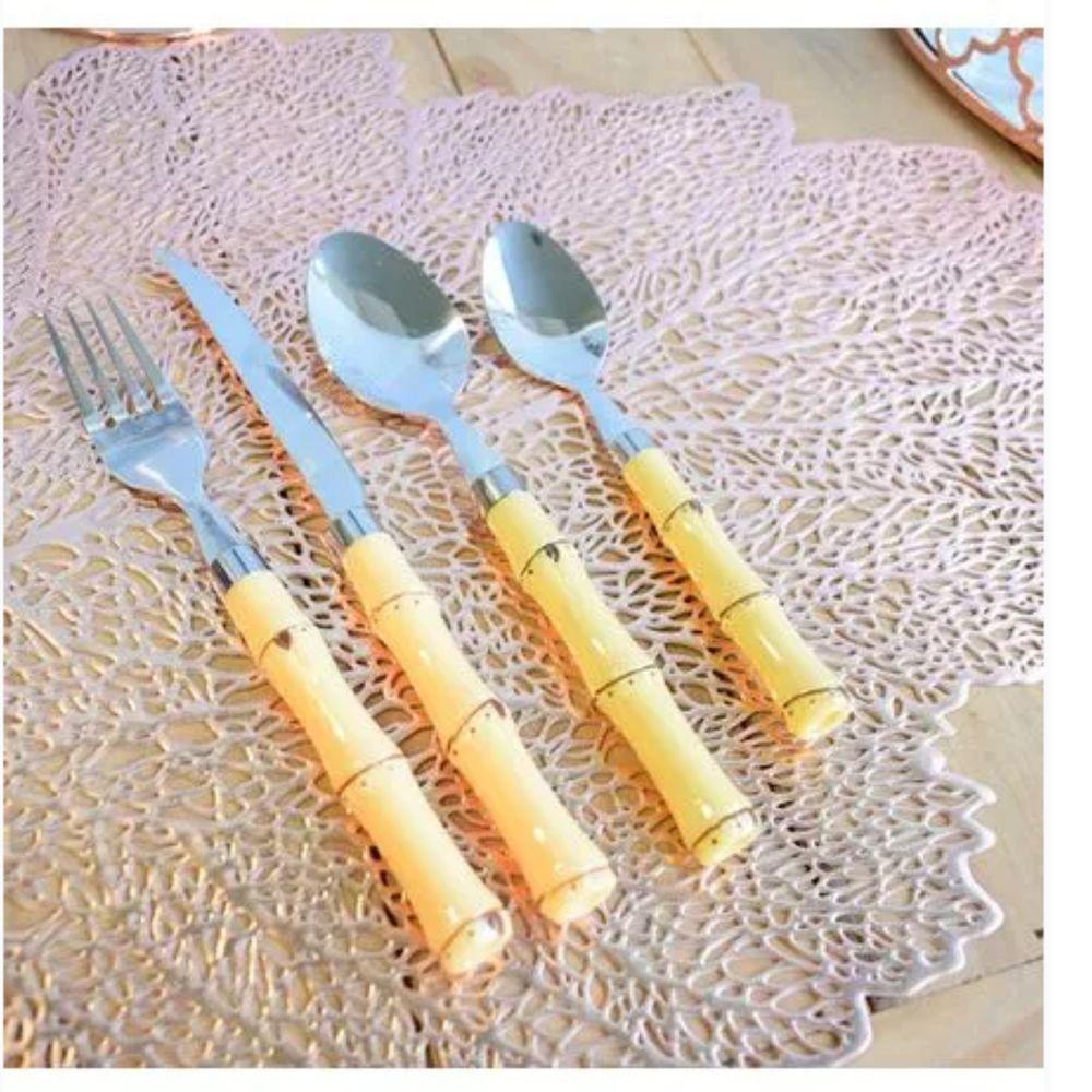 Jogo Faca De Mesa Bambu Em Inox 6 Peças - 3