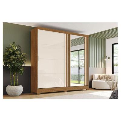 Guarda Roupa Solteiro Ambiente B352 Nature Off White Com Espelho - Briz Móveis