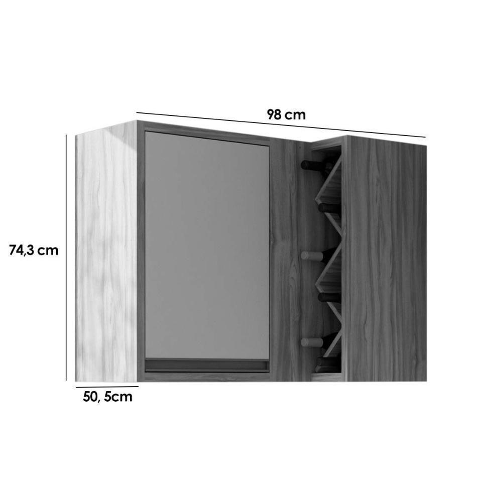 Armário De Cozinha Modulado Tempranillo Canto Reto C/ 1 Porta 98cm Amendoa/off White - Ronipa - 5