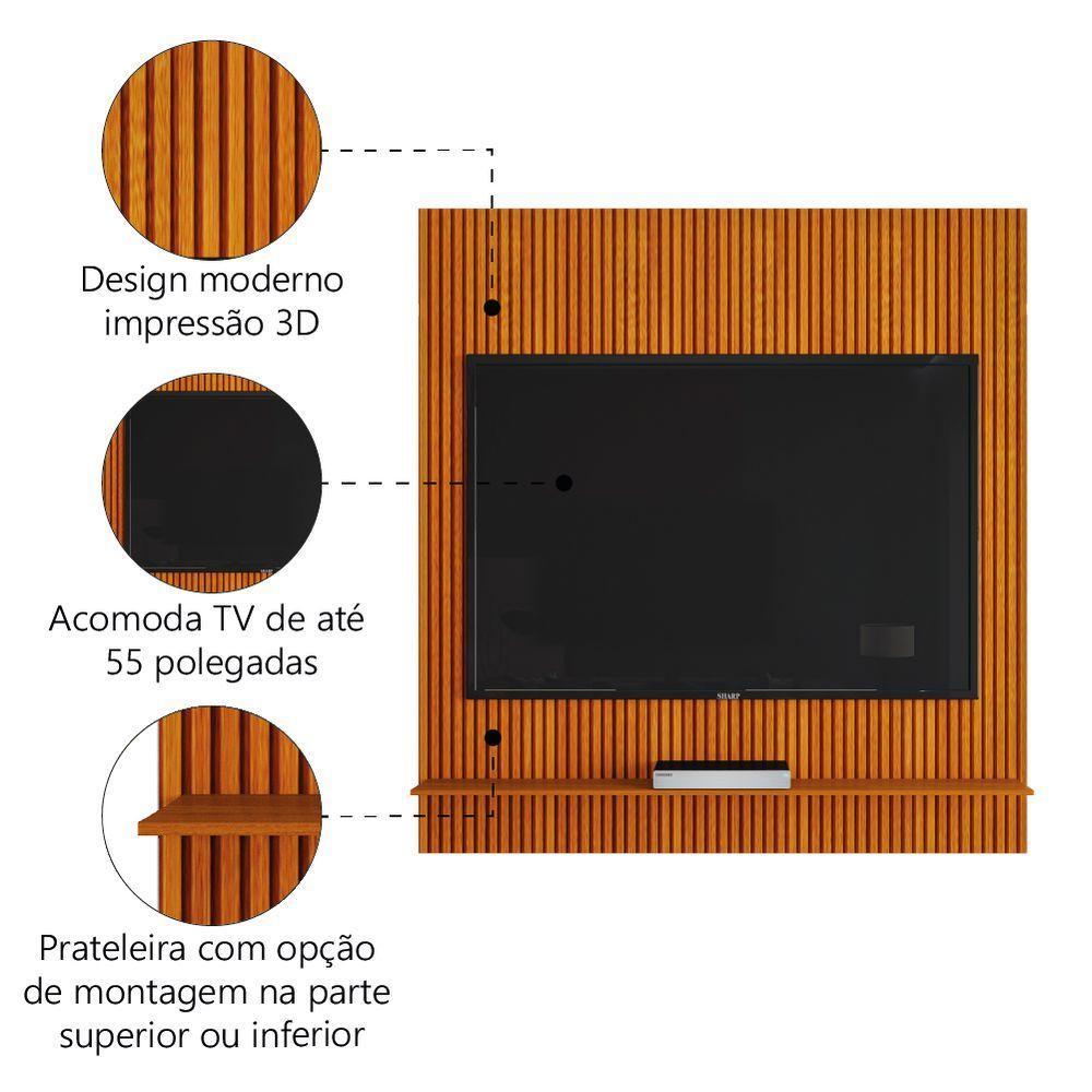 Painel Para Tv Até 55 Polegadas Ripado Impressão 3d Avante 1,34m Cedro Edn - 3