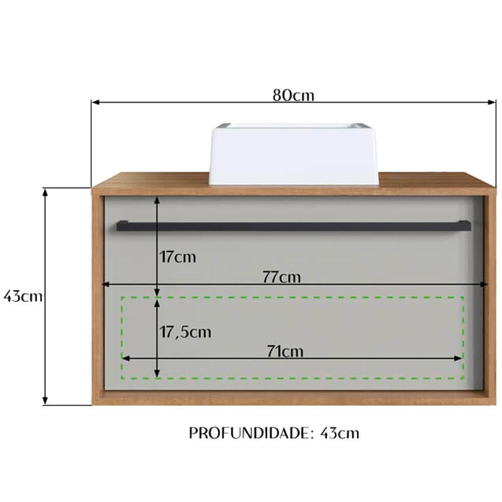 Gabinete De Banheiro Com Cuba 01 Gaveta 80cm Mel Arenas Proddy Mel Arenas - 5