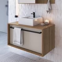 Gabinete De Banheiro Com Cuba 01 Gaveta 80cm Mel Arenas Proddy Mel Arenas - 1