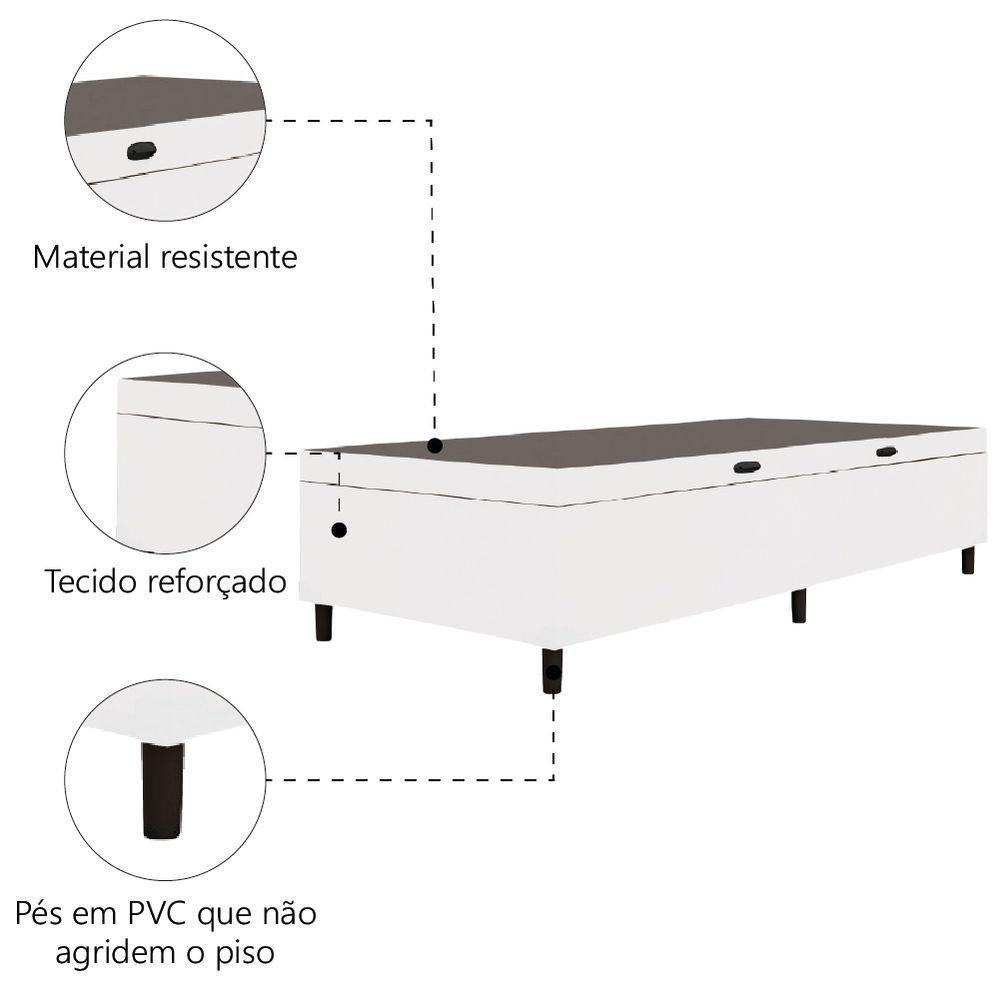 Cama Box Com Baú Solteiro 0,88m Com 41cm De Altura Prince Branco - 2