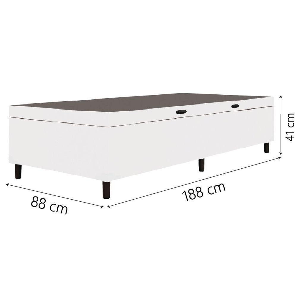 Cama Box Com Baú Solteiro 0,88m Com 41cm De Altura Prince Branco - 3
