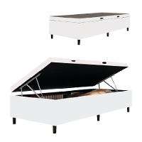 Cama Box Com Baú Solteiro 0,88m Com 41cm De Altura Prince Branco - 1