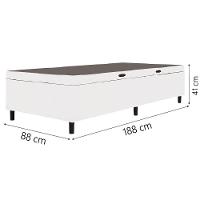 Cama Box Com Baú Solteiro 0,88m Com 41cm De Altura Prince Branco - 3