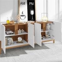 Aparador Buffet Sala Lizz 190cm Com Pés De Madeira Maciça Branco/cedro - 2