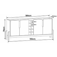 Aparador Buffet Sala Lizz 190cm Com Pés De Madeira Maciça Branco/cedro