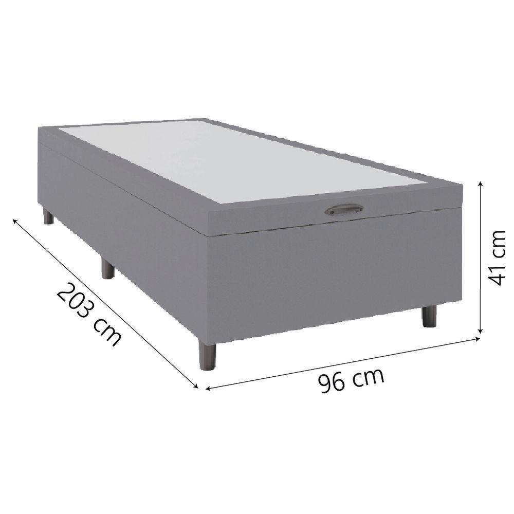 Cama Box Com Baú 0,96m Com 41cm De Altura Prince Cinza Cinza - 3