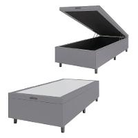 Cama Box Com Baú 0,96m Com 41cm De Altura Prince Cinza Cinza - 1