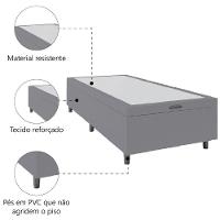Cama Box Com Baú 0,96m Com 41cm De Altura Prince Cinza Cinza - 2