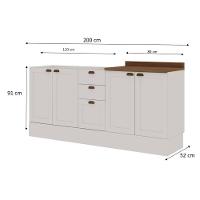 Cozinha 100% Mdf Modulada Iluminata Com Balcão Para Cooktop Branco - 3