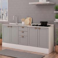 Cozinha 100% Mdf Modulada Iluminata Com Balcão Para Cooktop Branco Fendi - 1