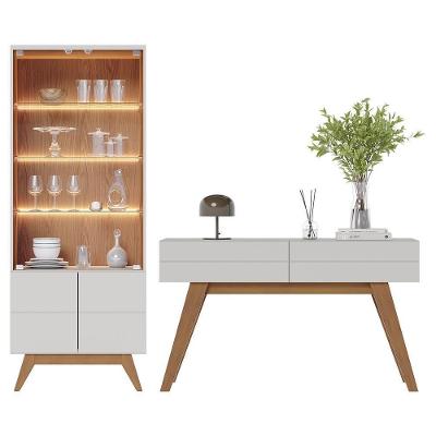 Sala De Jantar Noronha Cristaleira E Aparador Off White Matte Freijó - Colibri Off White Matte Freijó