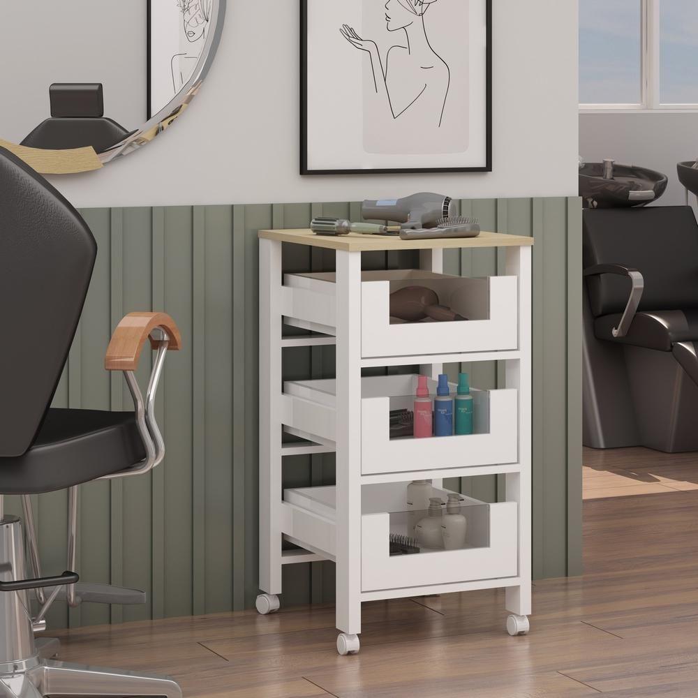 Multiuso Fruteira 3 Cestos Com Detalhes Em Vidro E Rodizios Branco/savana Genialflex - 2