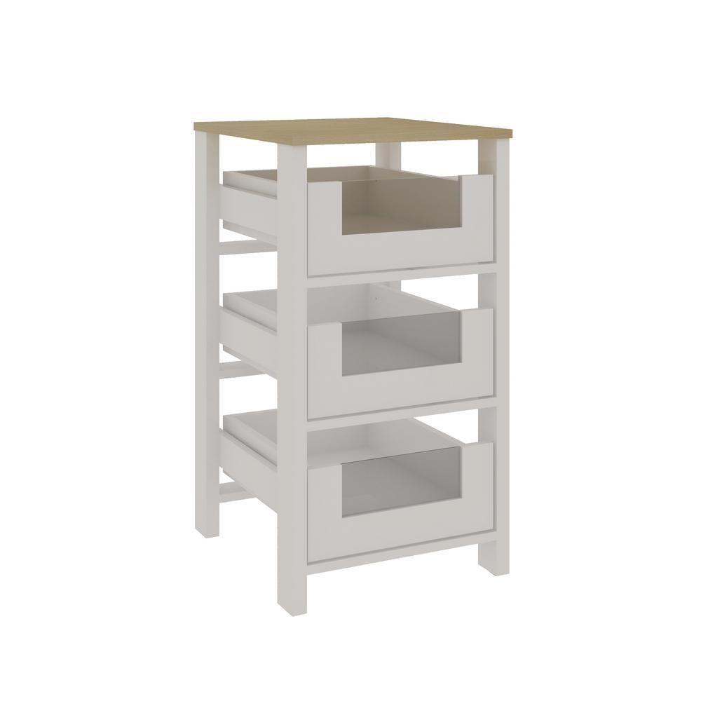 Multiuso Fruteira 3 Cestos Com Detalhes Em Vidro E Rodizios Branco/savana Genialflex - 3