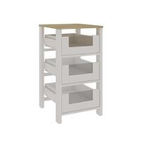 Multiuso Fruteira 3 Cestos Com Detalhes Em Vidro E Rodizios Branco/savana Genialflex - 3