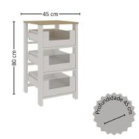 Multiuso Fruteira 3 Cestos Com Detalhes Em Vidro E Rodizios Branco/savana Genialflex - 4