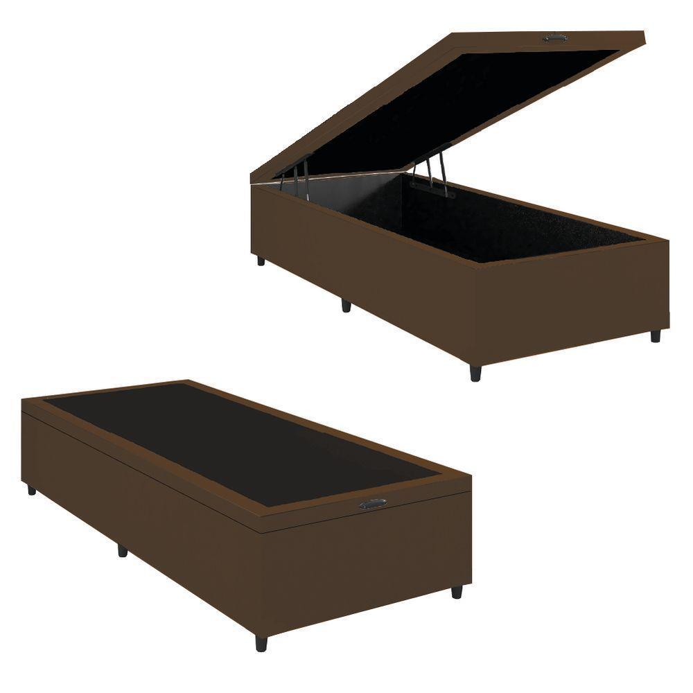 Cama Box Com Baú 0,96m Com 41cm De Altura Prince Marrom Marrom - 1