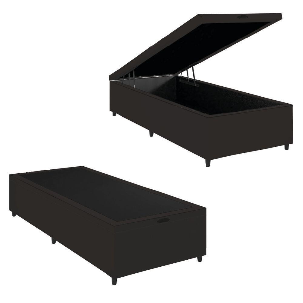 Cama Box Com Baú 0,96m Com 41cm De Altura Prince Preto Preto - 1