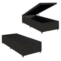 Cama Box Com Baú 0,96m Com 41cm De Altura Prince Preto Preto - 1