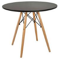 Conjunto De Mesa De Jantar Eames Eiffel Redonda 120cm Tampo De Madeira Preto Com 6 Cadeiras Brancas - 2
