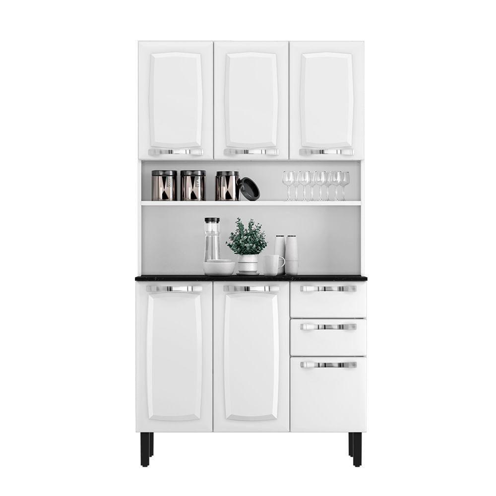 Kit De Cozinha Compacta Branco Em Aço 6 Portas 2 Gavetas Pratika - 2