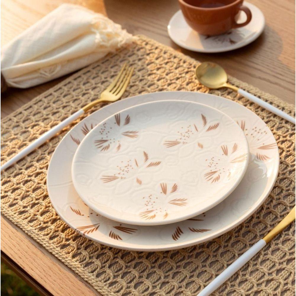 Jogo De Pratos Sobremesa Em Cerâmica Unni Com 6 Peças 18,5cm Oxford Orquídea - 2