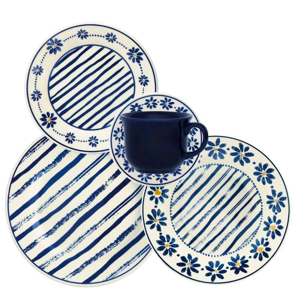 Jogo De Jantar Em Cerâmica Donna Com 30 Peças Oxford Margaridas - 1