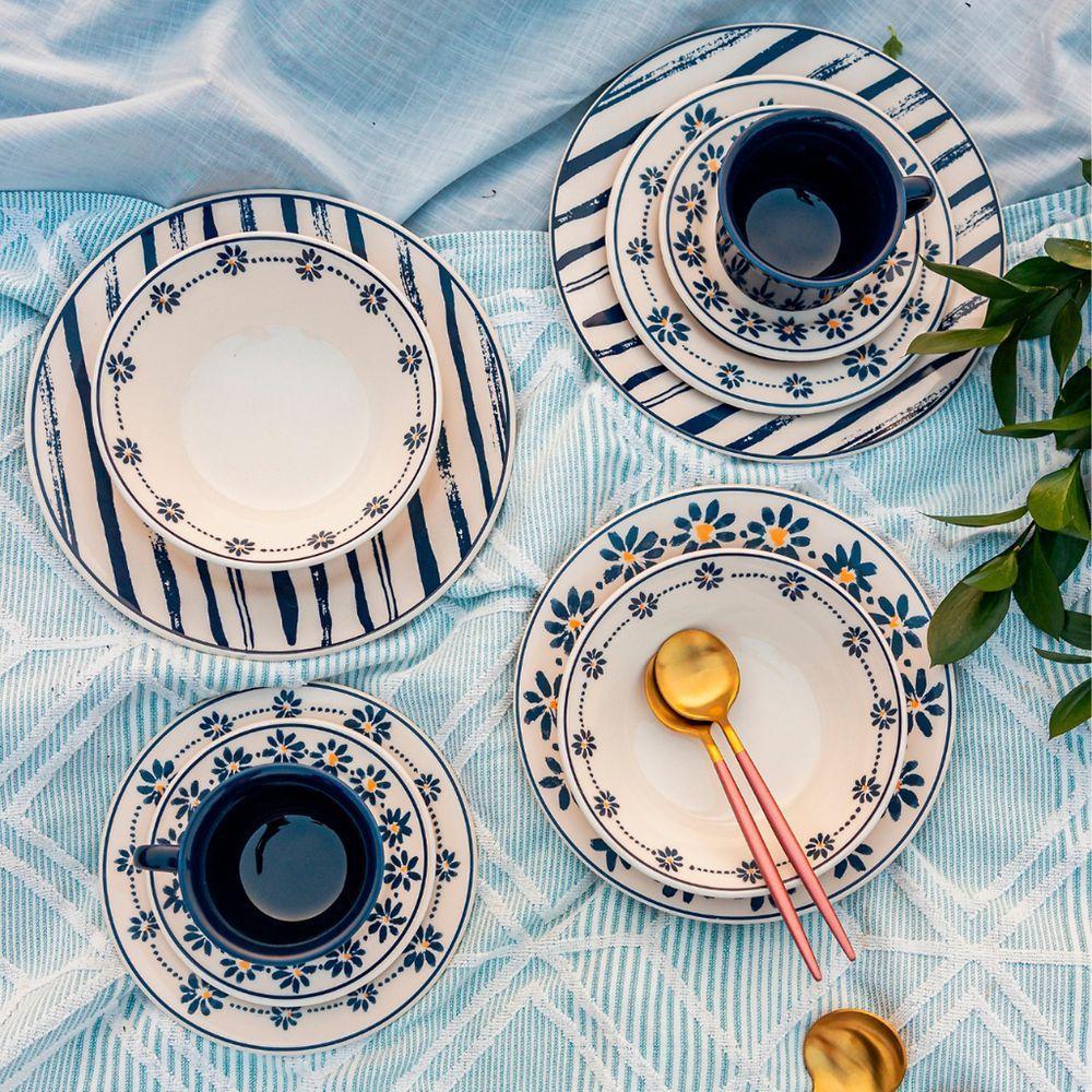 Jogo De Jantar Em Cerâmica Donna Com 30 Peças Oxford Margaridas - 2