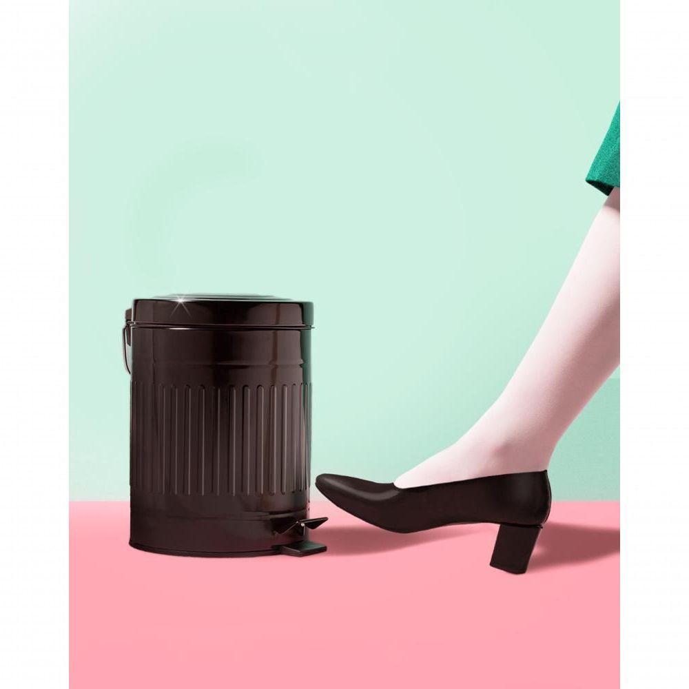 Lixeira Com Pedal E Balde Removível 5 Litros Inox Retrô Mor Preto - 2