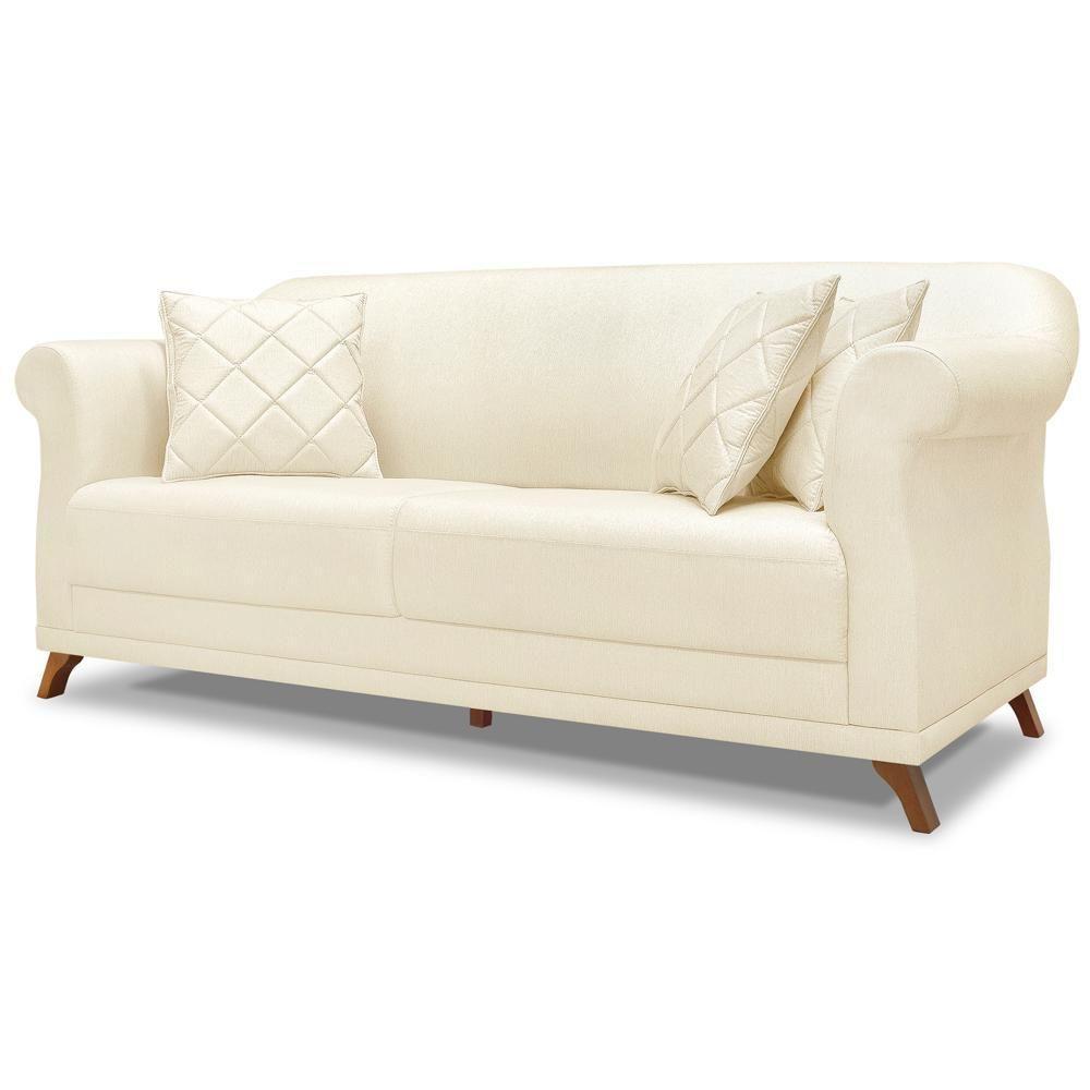 Sofa 2 Lugares Retro Polo 160cm Com Almofada Linho Natural Ezz Natural - 1