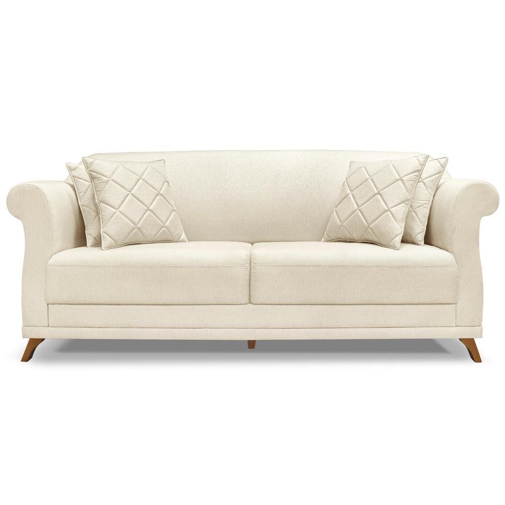 Sofa 2 Lugares Retro Polo 160cm Com Almofada Linho Natural Ezz Natural - 10