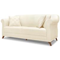 Sofa 2 Lugares Retro Polo 160cm Com Almofada Linho Natural Ezz Natural - 1