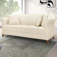 Sofa 2 Lugares Retro Polo 160cm Com Almofada Linho Natural Ezz Natural - 8