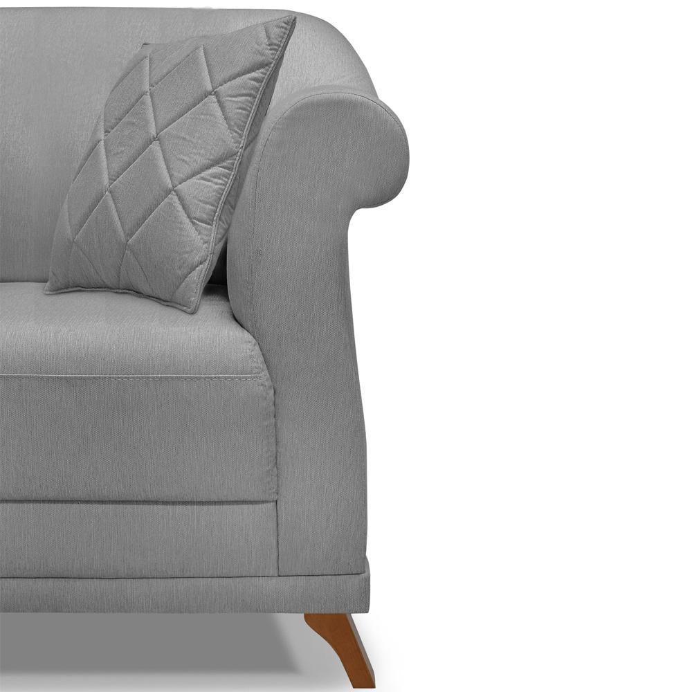 Kit 2 Poltronas Decorativas Retro Polo Linho Cinza Ezz Cinza - 2