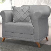 Kit 2 Poltronas Decorativas Retro Polo Linho Cinza Ezz Cinza - 9