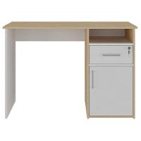 Escrivaninha Mesa Office Com Gaveta E Armário Hall Carvalho/Branco - 5