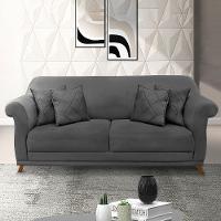 Sofa 3 Lugares Retro Polo 200cm Com Almofada Suede 1104 Ezz 1104 - 6