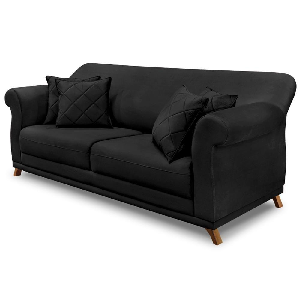 Sofa 3 Lugares Retro Polo 200cm Com Almofada Veludo 2237 Ezz 2237 - 1