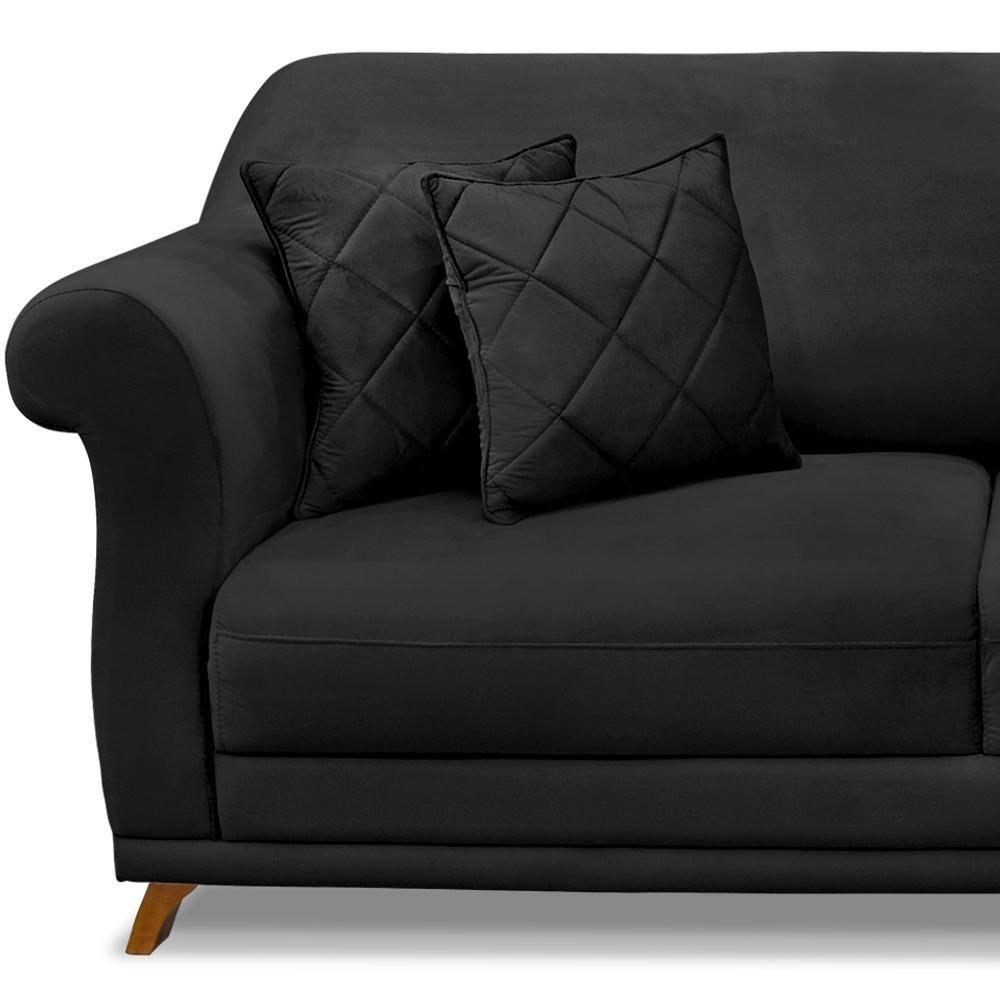 Sofa 3 Lugares Retro Polo 200cm Com Almofada Veludo 2237 Ezz 2237 - 3