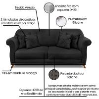 Sofa 3 Lugares Retro Polo 200cm Com Almofada Veludo 2237 Ezz 2237 - 6