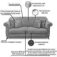 Sofa 2 Lugares Retro Polo 160cm Com Almofada Veludo 2938 Ezz 2938 - 8