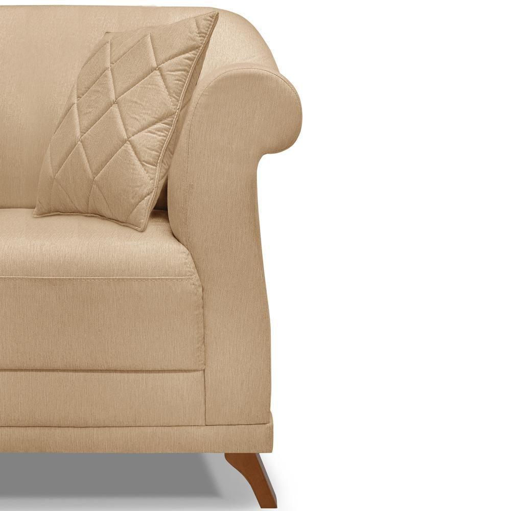 Poltrona Decorativa Retro Polo Com Almofada Linho Dourado Ezz Dourado - 2