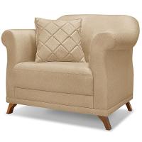 Poltrona Decorativa Retro Polo Com Almofada Linho Dourado Ezz Dourado - 1